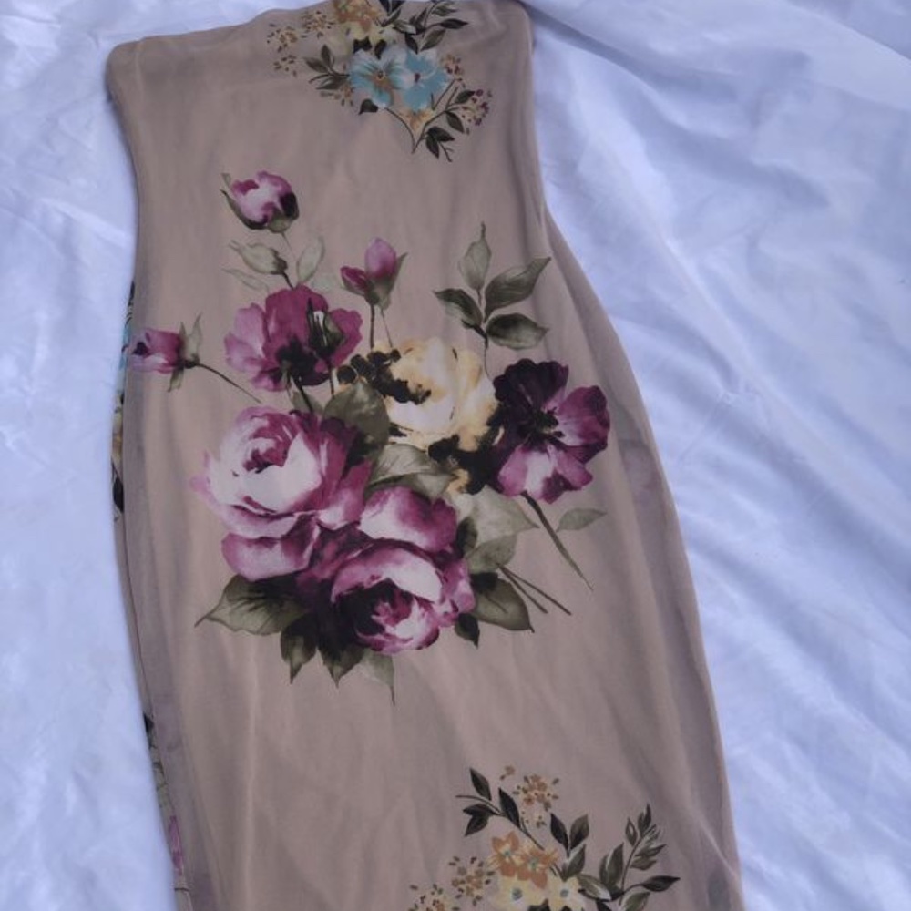 strapless mini floral dress